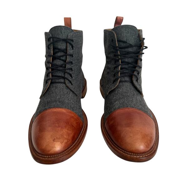 Taft The Jack In Grey Brown Leather Lace Up Boots Men Size 45 EU - Picture 4 of 11